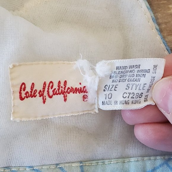 Vintage 60s 70s Pinup Retro Style Skirted Bikini Blue Halter Floral S/M READ - Picture 11 of 14